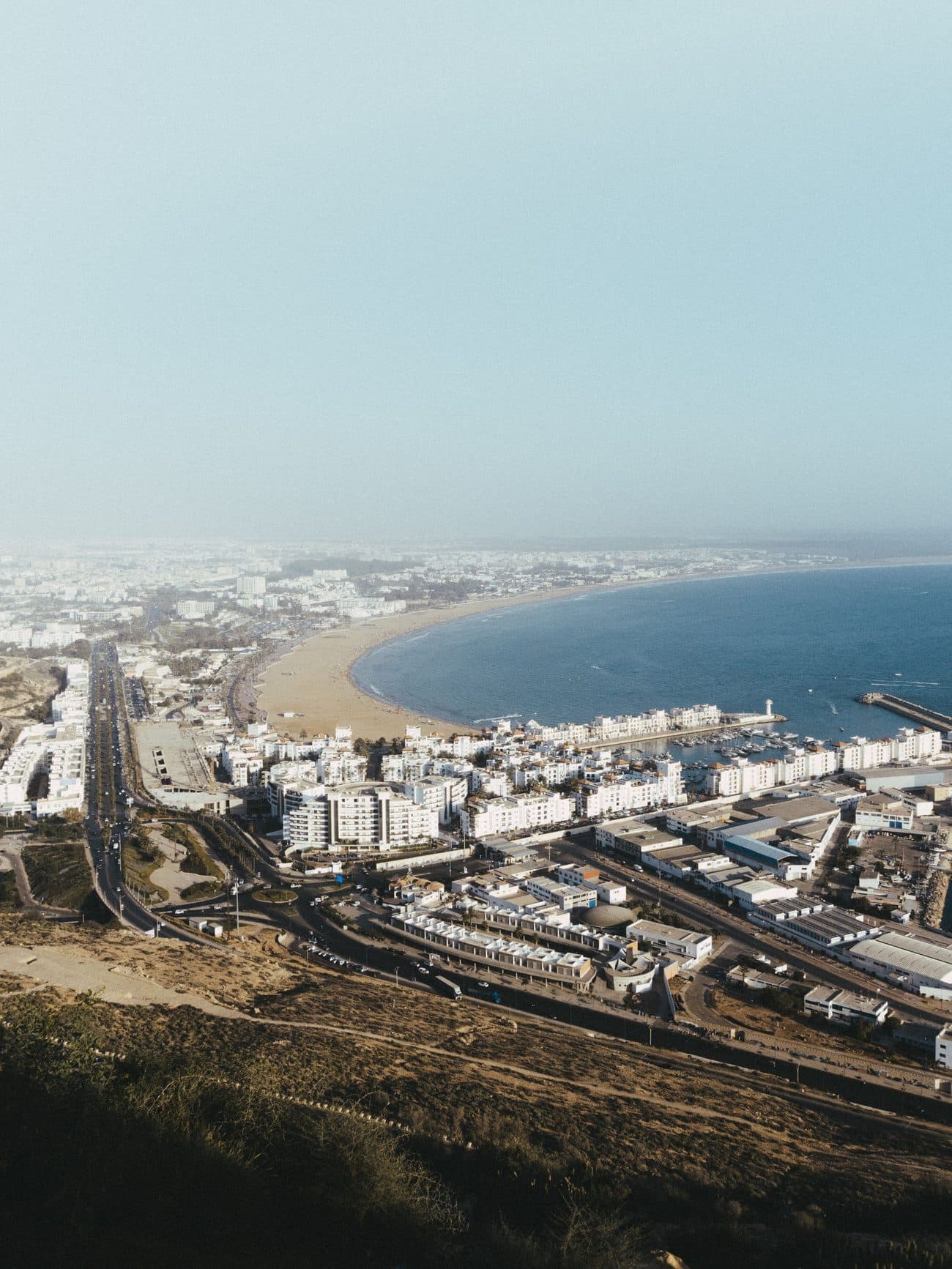 Aerial view of Agadir bay and its seafront